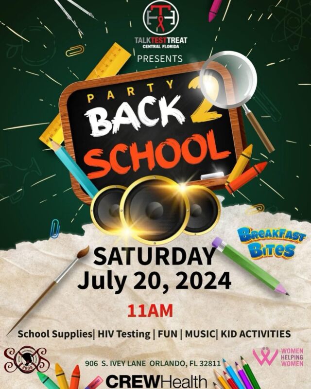 Join us tomorrow for our annual back to school party at 906 S. IVEY LANE ORLANDO, FL.

Food, games, HIV testing and free school supplies! 

#back2school #freeschoolsupplies #orlando