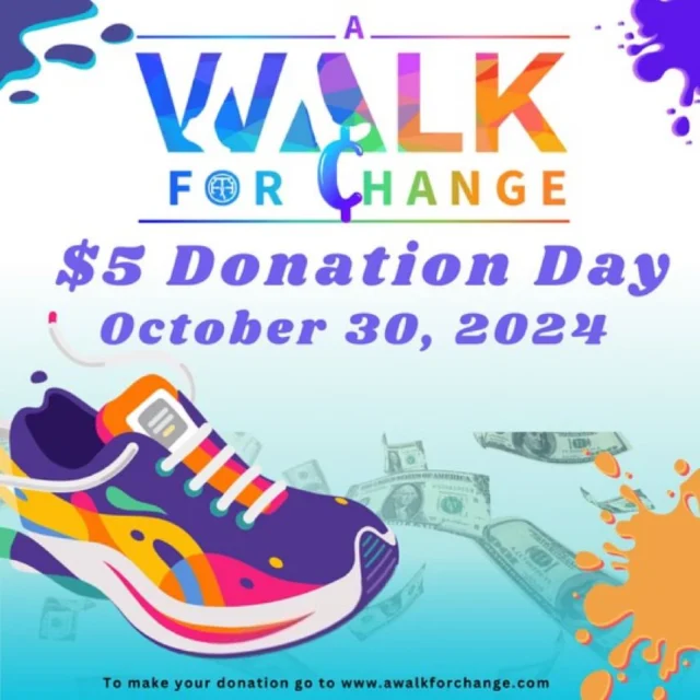 Happy $5 Donation Day! Donate $5 to our team today for A Walk For Change! 

We are days away from a “Walk For Change” 🎉🏃🏾‍♀️🏃🏽✨ A Walk for Change is a fundraiser walk to help end the HIV epidemic in Central Florida.

This community walk is all about coming together to raise awareness, support, and funds for HIV care in Central Florida. Walk with us as we unite in the fight against HIV and show solidarity for over 15,000 individuals living with HIV in our region. 

When: Saturday, November 16th, 2024 
Time: 8:00 AM 
Where: The Lott at the Beacham, walking to Luminary Green Park.

To Register, Donate or Learn more ➡️ www.awalkforchange.com